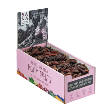 Boudin de bœuf tressé 12 cm grand (30 pièces) dans un présentoir imprimé